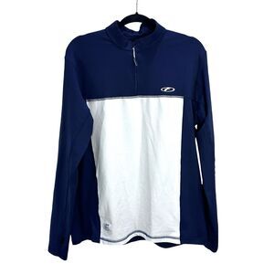 Fullsand Womens Full-Protek 50+ UPF Sun Protection Half Zip Blue White Top Sz XG